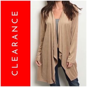 KHAKI TAN SUEDE CARDIGAN